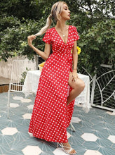 Load image into Gallery viewer, Summer Dress Women's Wave Point Print V neck Slim - Sophornlilly
