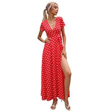 Load image into Gallery viewer, Summer Dress Women's Wave Point Print V neck Slim - Sophornlilly