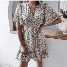 Load image into Gallery viewer, Summer Floral Dress Fashion Casual V neck Short Sleeve Sexy