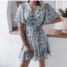 Load image into Gallery viewer, Summer Floral Dress Fashion Casual V neck Short Sleeve Sexy