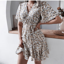 Load image into Gallery viewer, Summer Floral Dress Fashion Casual V neck Short Sleeve Sexy