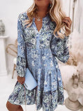 Summer Floral Dress Casual Loose Flare Sleeve Mini