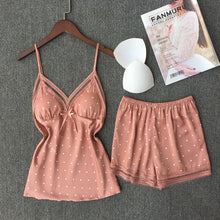 Load image into Gallery viewer, Summer Homewear Sweet Pajamas Set Women Casual Pink Black Fashion