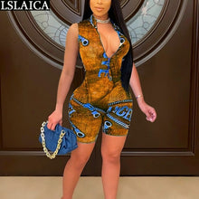 Load image into Gallery viewer, Summer Jumpsuit Short Sleeve Zipper Decorated Imitation Denim Fabric - Sophornlilly