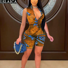 Load image into Gallery viewer, Summer Jumpsuit Short Sleeve Zipper Decorated Imitation Denim Fabric - Sophornlilly