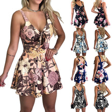 Load image into Gallery viewer, Flower Print Sleeveless Beach Bohemian Rompers