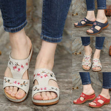 Load image into Gallery viewer, Summer Ladies shoes Fashion Wedge Heel Embroidery Flower Sandals