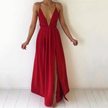 Load image into Gallery viewer, Summer Maxi Dress Women Solid Color Sexy Deep V Neck Sleeveless - Sophornlilly