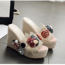 Load image into Gallery viewer, Summer New Flower Pearl Women Sandals Transparent Wedges Heel High - Sophornlilly