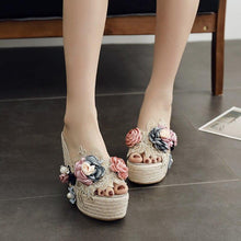 Load image into Gallery viewer, Summer New Flower Pearl Women Sandals Transparent Wedges Heel High - Sophornlilly