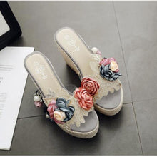 Load image into Gallery viewer, Summer New Flower Pearl Women Sandals Transparent Wedges Heel High - Sophornlilly