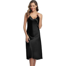 Load image into Gallery viewer, Summer New Nightdress Ruffles Lady Nightwear Nightgown Satin Spaghetti