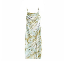 Load image into Gallery viewer, Summer New Style Pleated Tie Dye Light Green Print Temperament Sling - Sophornlilly