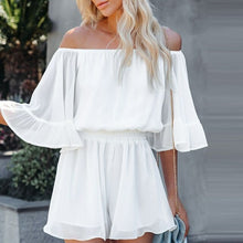 Load image into Gallery viewer, Summer Off Shoulder Ruffles Women's Playsuit Solid Flared Sleeves High - Sophornlilly