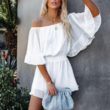 Load image into Gallery viewer, Summer Off Shoulder Ruffles Women's Playsuit Solid Flared Sleeves High - Sophornlilly