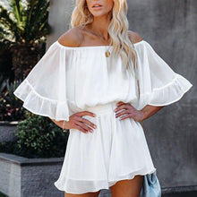 Load image into Gallery viewer, Summer Off Shoulder Ruffles Women's Playsuit Solid Flared Sleeves High - Sophornlilly
