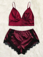 Load image into Gallery viewer, Summer Pajama Woman Lace Satin Pyjama Sexy Shorts Suit Women Home Wear