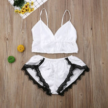 Load image into Gallery viewer, Summer Pajama Woman Lace Satin Pyjama Sexy Shorts Suit Women Home Wear