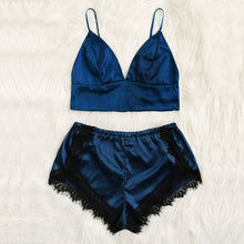 Load image into Gallery viewer, Summer Pajama Woman Lace Satin Pyjama Sexy Shorts Suit Women Home Wear