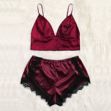 Load image into Gallery viewer, Summer Pajama Woman Lace Satin Pyjama Sexy Shorts Suit Women Home Wear