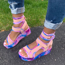 Load image into Gallery viewer, Summer Platform Sandals For Womens Open Toe Ankel Strapprinting Flat