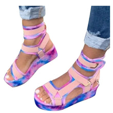 Load image into Gallery viewer, Summer Platform Sandals For Womens Open Toe Ankel Strapprinting Flat