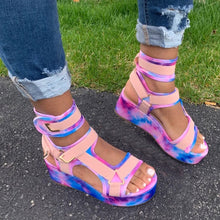 Load image into Gallery viewer, Summer Platform Sandals For Womens Open Toe Ankel Strapprinting Flat