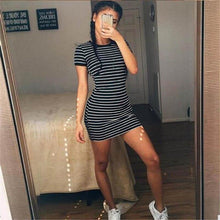 Load image into Gallery viewer, Summer Round Neck Enough Stock Short sleeved Dress Black And White - Sophornlilly