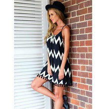 Load image into Gallery viewer, Summer Round Neck Enough Stock Short sleeved Dress Black And White - Sophornlilly
