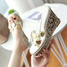 Load image into Gallery viewer, Summer Sandals Women New Fashion Rhinestone Wedges Sandals Women|High - Sophornlilly