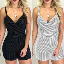 Load image into Gallery viewer, Spaghetti Strap V neck Striped Playsuit Jumpsuit