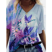 Load image into Gallery viewer, Summer Shirts Women V Neck Printed Tops Short Sleeves Casual Ladies