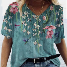 Load image into Gallery viewer, Summer Shirts Women V Neck Printed Tops Short Sleeves Casual Ladies