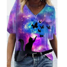 Load image into Gallery viewer, Summer Shirts Women V Neck Printed Tops Short Sleeves Casual Ladies