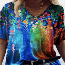 Load image into Gallery viewer, Summer Shirts Women V Neck Printed Tops Short Sleeves Casual Ladies