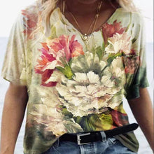 Load image into Gallery viewer, Summer Shirts Women V Neck Printed Tops Short Sleeves Casual Ladies