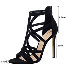 Load image into Gallery viewer, Summer Shoes Zipper Boots Sandal Woman High Heels Sandals Suede Hollow - Sophornlilly