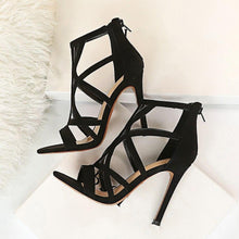 Load image into Gallery viewer, Summer Shoes Zipper Boots Sandal Woman High Heels Sandals Suede Hollow - Sophornlilly