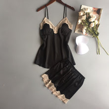 Load image into Gallery viewer, Summer Sleeping Sexy Pajamas Women Two Pieces Set Lace Deep V Neck