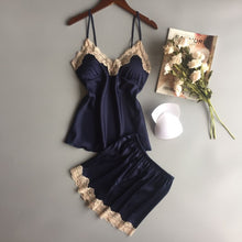 Load image into Gallery viewer, Summer Sleeping Sexy Pajamas Women Two Pieces Set Lace Deep V Neck