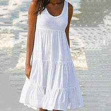 Load image into Gallery viewer, Summer Sleeveless  Solid O Neck Loose Dress Four Colors Casual