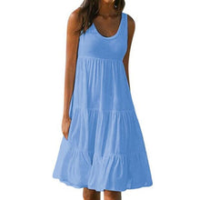 Load image into Gallery viewer, Summer Sleeveless  Solid O Neck Loose Dress Four Colors Casual