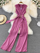 Load image into Gallery viewer, Vintage V Neck Sleeveless High Waist Jumpsuits Elegant
