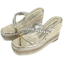 Load image into Gallery viewer, Summer Wedges Heel Sandals Women Rhinestone Fashion High Heel Thick - Sophornlilly