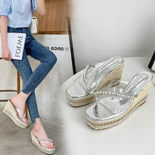 Load image into Gallery viewer, Summer Wedges Heel Sandals Women Rhinestone Fashion High Heel Thick - Sophornlilly