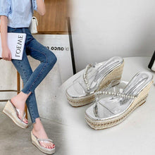 Load image into Gallery viewer, Summer Wedges Heel Sandals Women Rhinestone Fashion High Heel Thick - Sophornlilly