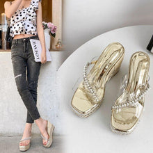 Load image into Gallery viewer, Summer Wedges Heel Sandals Women Rhinestone Fashion High Heel Thick - Sophornlilly