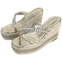 Load image into Gallery viewer, Summer Wedges Heel Sandals Women Rhinestone Fashion High Heel Thick - Sophornlilly