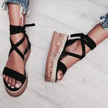Load image into Gallery viewer, Summer White Wedge Espadrilles Women Sandals Open Toe Gladiator