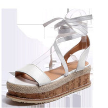 Load image into Gallery viewer, Summer White Wedge Espadrilles Women Sandals Open Toe Gladiator